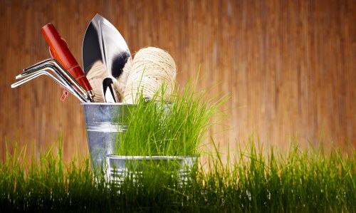 Lawn care and hedge trimming service in a Poplar garden